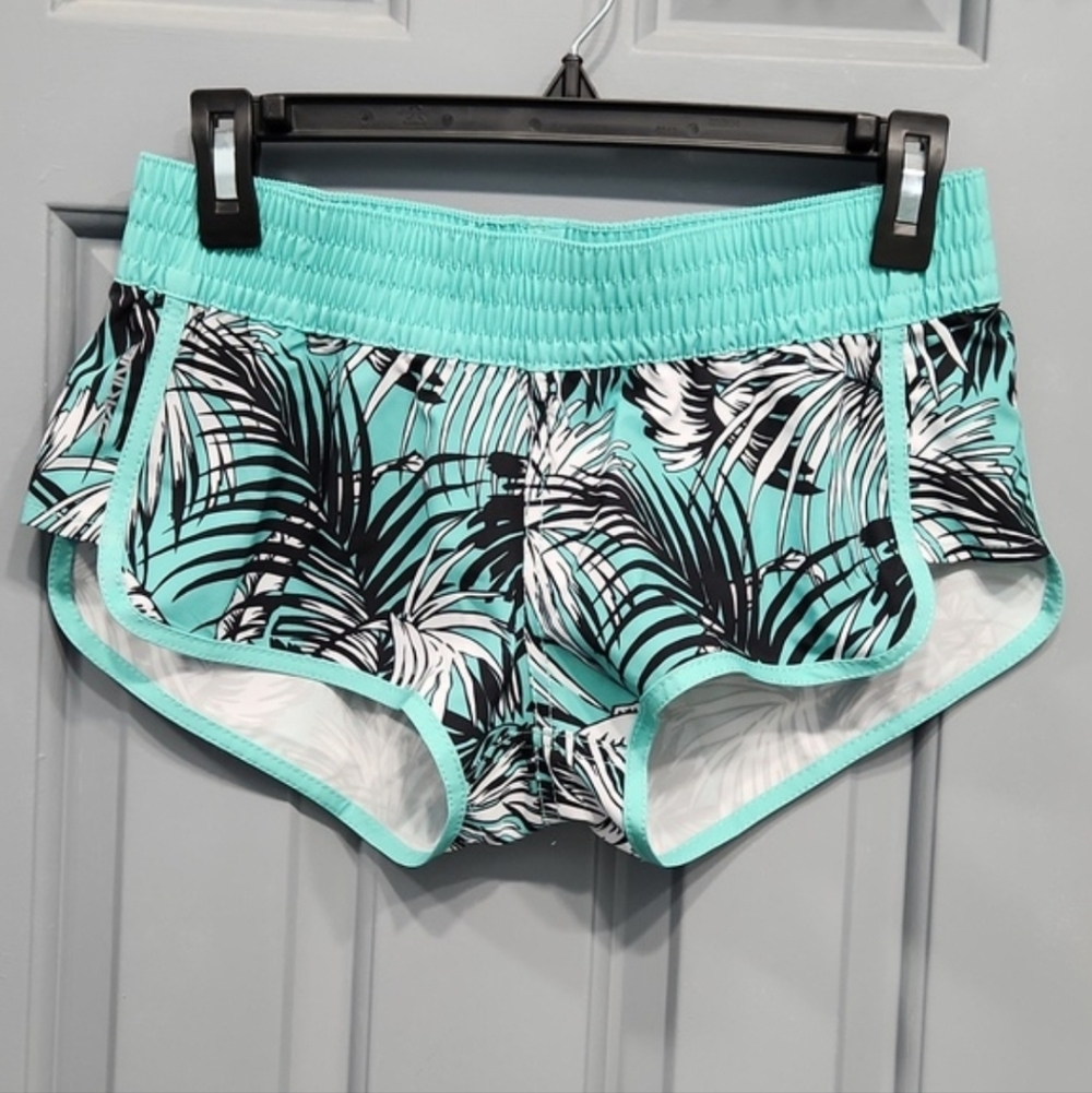 NWOT Dakine Stretch Insider Boardie Shorts Mint Green White Black Palm Leaves XS